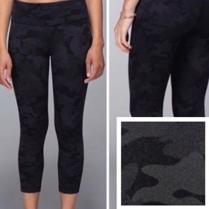 Lululemon Black Savasana Camo Denim Crop